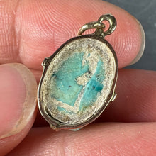 Load image into Gallery viewer, Egyptian Faience Ceramic Scarab 18K Yellow Gold Charm Pendant