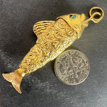 Load image into Gallery viewer, Large Vintage 18K Yellow Gold Articulated Lucky Fish Charm Pendant