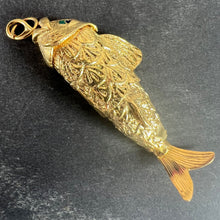 Load image into Gallery viewer, Large Vintage 18K Yellow Gold Articulated Lucky Fish Charm Pendant