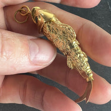 Load image into Gallery viewer, Large Vintage 18K Yellow Gold Articulated Lucky Fish Charm Pendant