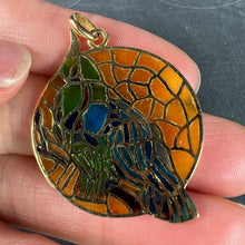 Load image into Gallery viewer, French Bird Plique A Jour Enamel 18K Yellow Gold Pendant Medal