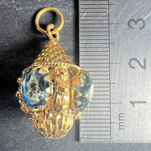 Load image into Gallery viewer, Large Vintage 18K Yellow Gold Blue Paste Etruscan Charm Pendant