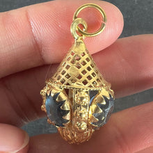 Load image into Gallery viewer, Large Vintage 18K Yellow Gold Blue Paste Etruscan Charm Pendant