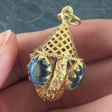 Load image into Gallery viewer, Large Vintage 18K Yellow Gold Blue Paste Etruscan Charm Pendant