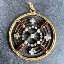 Load image into Gallery viewer, Edwardian Target Diamond Pearl Ruby 18K Yellow Gold Pendant