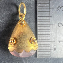 Load image into Gallery viewer, Vintage Rose Quartz Flowers 18 Karat Yellow Gold Charm Pendant