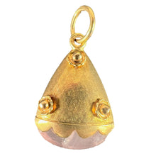Load image into Gallery viewer, Vintage Rose Quartz Flowers 18 Karat Yellow Gold Charm Pendant