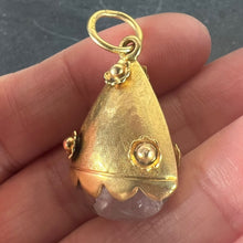 Load image into Gallery viewer, Vintage Rose Quartz Flowers 18 Karat Yellow Gold Charm Pendant