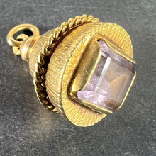 Load image into Gallery viewer, Vintage 18 Karat Yellow Gold Amethyst Barrel Charm Pendant