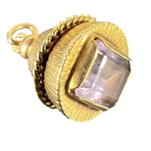 Load image into Gallery viewer, Vintage 18 Karat Yellow Gold Amethyst Barrel Charm Pendant
