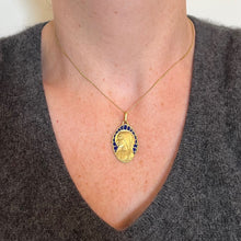 Load image into Gallery viewer, French Dropsy Virgin Mary Plique A Jour Enamel 18K Yellow Gold Pendant Medal