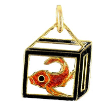 Load image into Gallery viewer, Vintage French Koi Carp Fish in Box 18 Karat Yellow Gold Enamel Charm Pendant