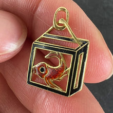 Load image into Gallery viewer, Vintage French Koi Carp Fish in Box 18 Karat Yellow Gold Enamel Charm Pendant