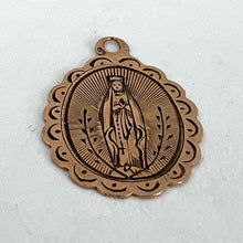 Load image into Gallery viewer, French Virgin Mary Notre Dame de Lourdes 18K Rose Gold Charm Pendant