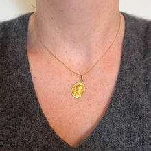 Load image into Gallery viewer, French Becker 18K Yellow Gold St Therese Charm Medal Pendant