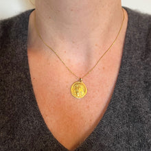 Load image into Gallery viewer, French Charl 18K Yellow Gold Jesus Christ Crown of Thorns Medal Charm Pendant