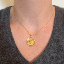 Load image into Gallery viewer, French Perroud Virgin Mary Heart Frame 18K Yellow Gold Medal Charm Pendant