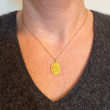Load image into Gallery viewer, French Augis Plus Qu’Hier Oval 18K Yellow Gold Love Charm Pendant