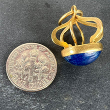 Load image into Gallery viewer, Vintage Abstract Crown 18 Karat Yellow Gold Swiss Lapis Charm Pendant