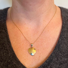 Load image into Gallery viewer, French Je T'aime Flower Heart 18K Yellow Gold Ruby Love Charm Pendant