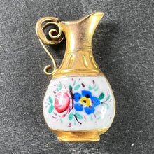 Load image into Gallery viewer, Vintage 9K Yellow Gold Enamel Flowers Jug Charm Pendant