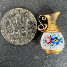 Load image into Gallery viewer, Vintage 9K Yellow Gold Enamel Flowers Jug Charm Pendant