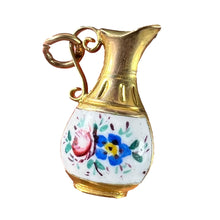 Load image into Gallery viewer, Vintage 9K Yellow Gold Enamel Flowers Jug Charm Pendant