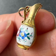 Load image into Gallery viewer, Vintage 9K Yellow Gold Enamel Flowers Jug Charm Pendant