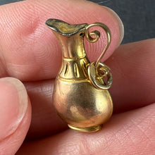 Load image into Gallery viewer, Vintage 9K Yellow Gold Enamel Flowers Jug Charm Pendant