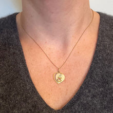 Load image into Gallery viewer, Augis French Plus Qu’Hier Heart Ruby 18K Yellow White Gold Love Charm Pendant