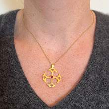 Load image into Gallery viewer, Vintage 24K Yellow Gold Ruby Cross Pendant