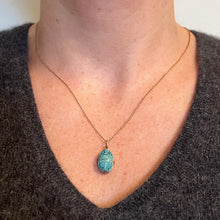 Load image into Gallery viewer, Egyptian Faience Ceramic Scarab 18K Yellow Gold Charm Pendant
