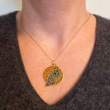 Load image into Gallery viewer, French Bird Plique A Jour Enamel 18K Yellow Gold Pendant Medal