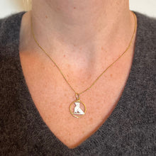 Load image into Gallery viewer, French Art Deco White Origami Bird 18K Yellow Gold Enamel Charm Pendant