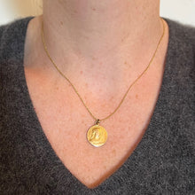 Load image into Gallery viewer, French Dropsy Virgin Mary Ave Maria 18K Yellow Gold Charm Pendant