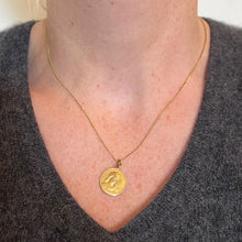 Load image into Gallery viewer, French Dropsy Virgin Mary Ave Maria 18K Yellow Gold Charm Pendant