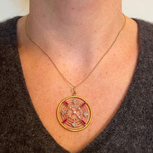 Load image into Gallery viewer, Edwardian Target Diamond Pearl Ruby 18K Yellow Gold Pendant