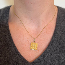 Load image into Gallery viewer, Vintage French Grun Square Saint Christopher 18K Yellow Gold Charm Pendant