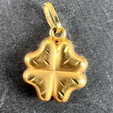 Load image into Gallery viewer, Vintage Puffy Shamrock Lucky Four-Leaved Clover 18K Yellow Gold Charm Pendant