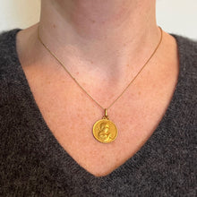 Load image into Gallery viewer, French Becker Lamb of God Jesus Child 18K Yellow Gold Medal Pendant