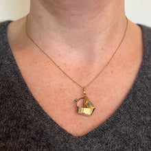 Load image into Gallery viewer, Vintage 18K Yellow Gold Sailing Yacht Boat Emerald Charm Pendant