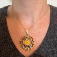 Load image into Gallery viewer, Large Augis More Than Yesterday Diamond Blue Spinel 18K Gold Love Medal Pendant