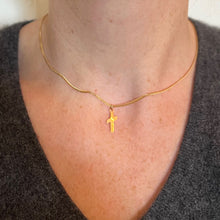Load image into Gallery viewer, French 18K Yellow Gold Angled Cross Charm Pendant