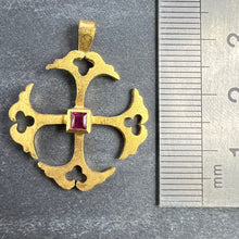 Load image into Gallery viewer, Vintage 24K Yellow Gold Ruby Cross Pendant
