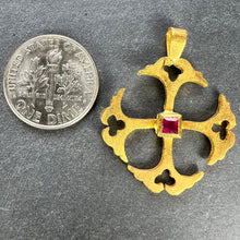 Load image into Gallery viewer, Vintage 24K Yellow Gold Ruby Cross Pendant