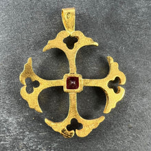 Load image into Gallery viewer, Vintage 24K Yellow Gold Ruby Cross Pendant