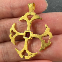 Load image into Gallery viewer, Vintage 24K Yellow Gold Ruby Cross Pendant