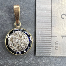 Load image into Gallery viewer, French Sapphire Diamond 18K Yellow Gold Target Charm Pendant