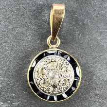 Load image into Gallery viewer, French Sapphire Diamond 18K Yellow Gold Target Charm Pendant