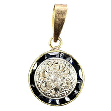 Load image into Gallery viewer, French Sapphire Diamond 18K Yellow Gold Target Charm Pendant